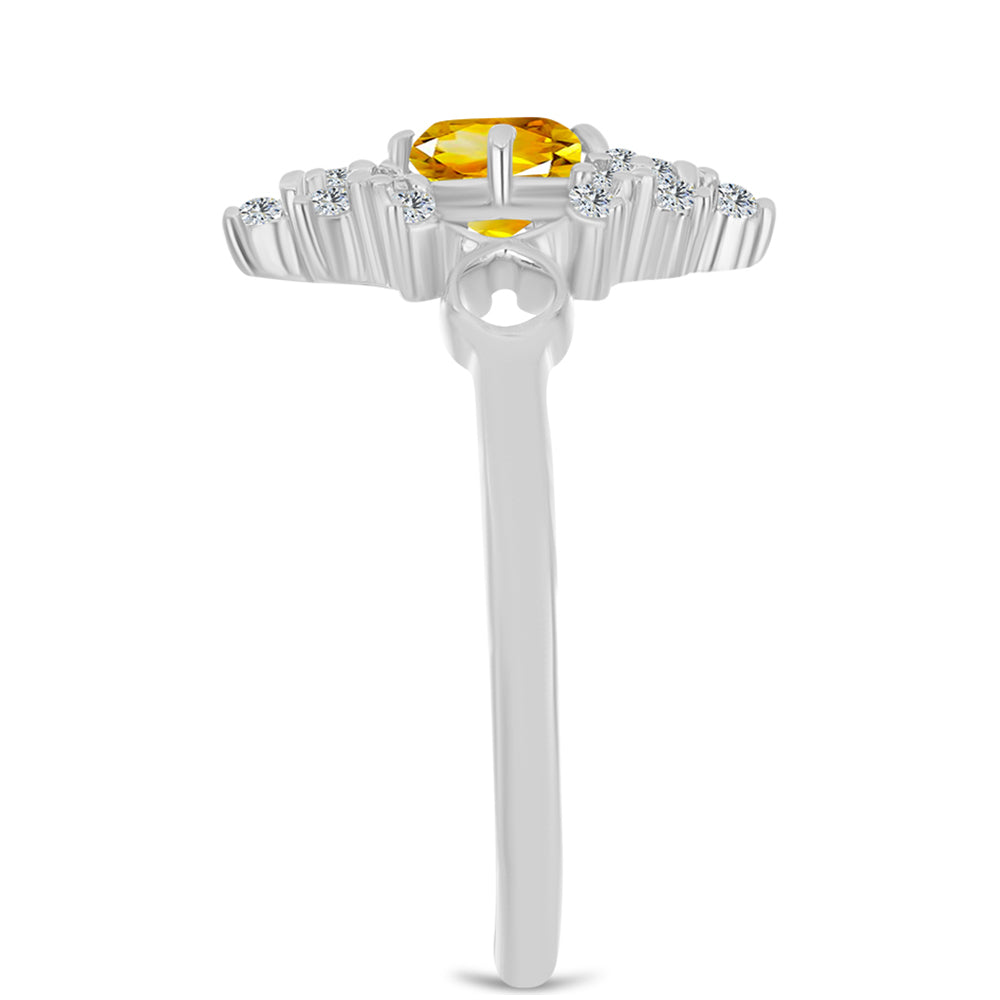 Anillo de Plata con Citrino de los Montes Urales y Topacio Blanco