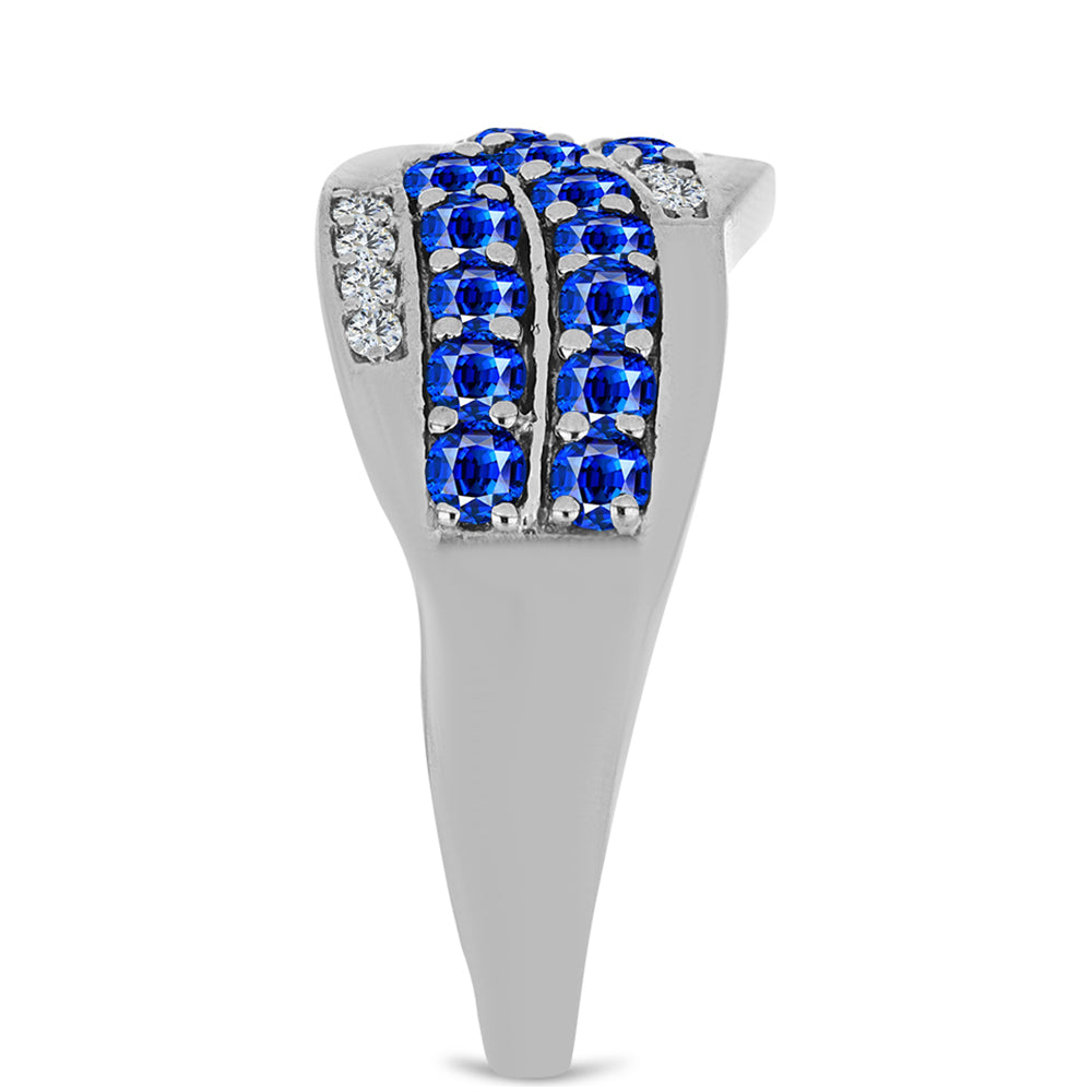 Anillo de Plata con Zafiro Azul Australiano y Topacio Blanco