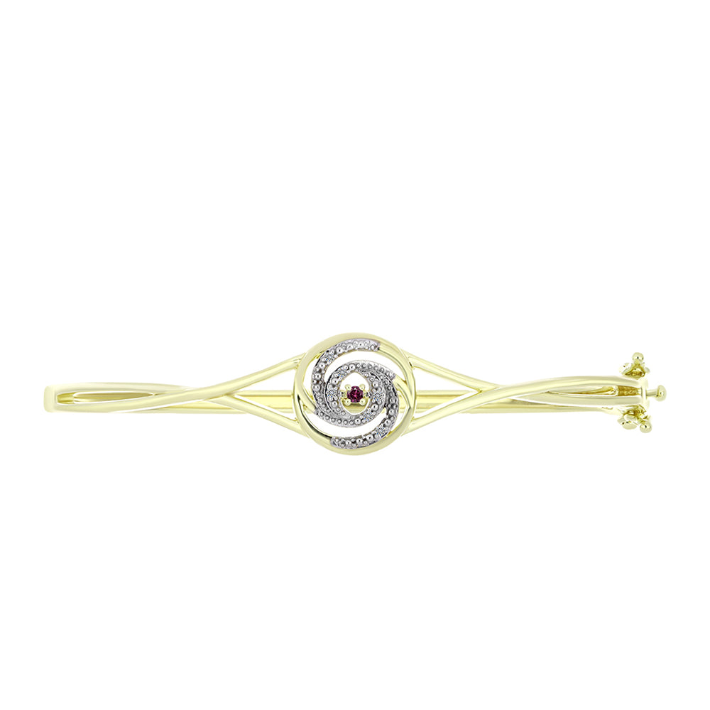 Pulsera de Plata Bañada en Oro con Diamante Púrpura y Diamante blanco