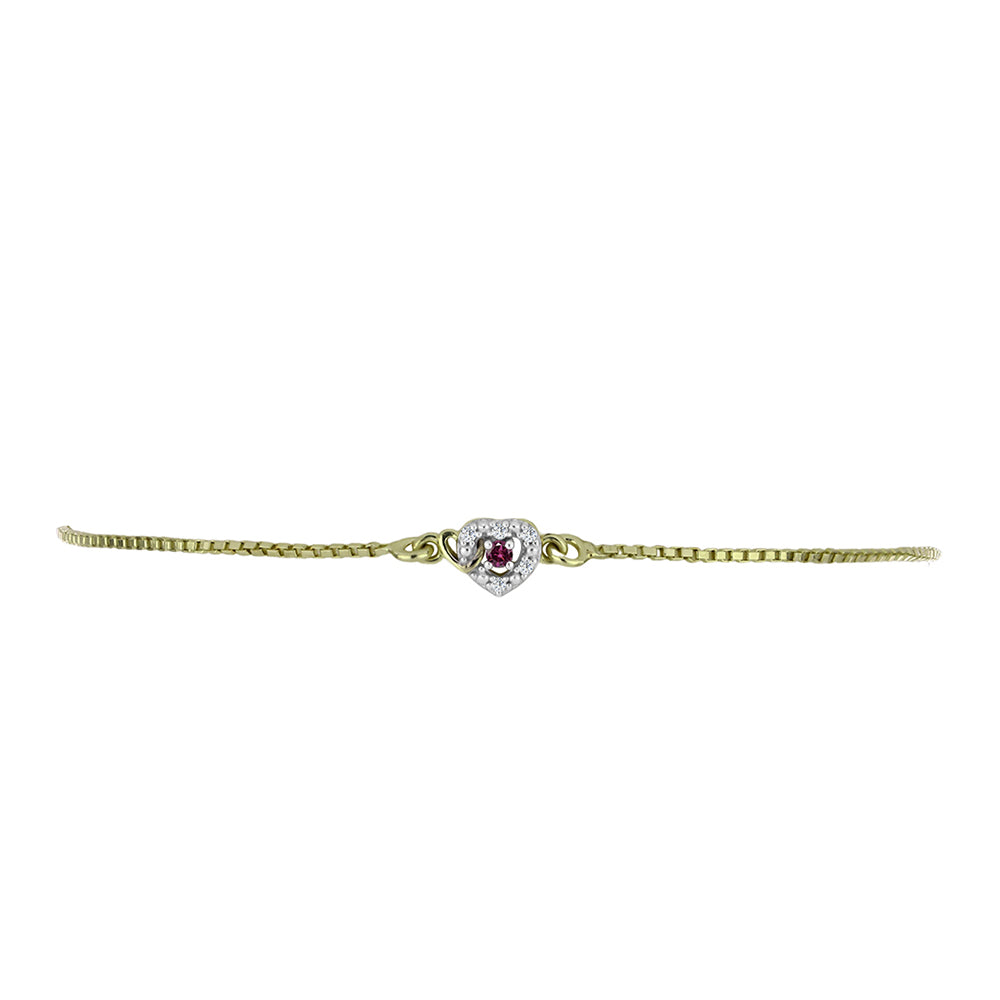 Pulsera de Plata Bañada en Oro con Diamante Púrpura y Diamante blanco