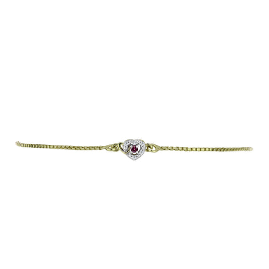 Pulsera de Plata Bañada en Oro con Diamante Púrpura y Diamante blanco