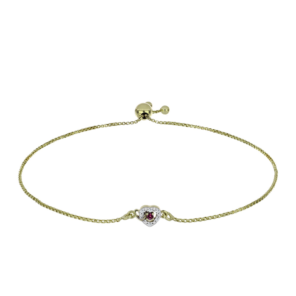 Pulsera de Plata Bañada en Oro con Diamante Púrpura y Diamante blanco
