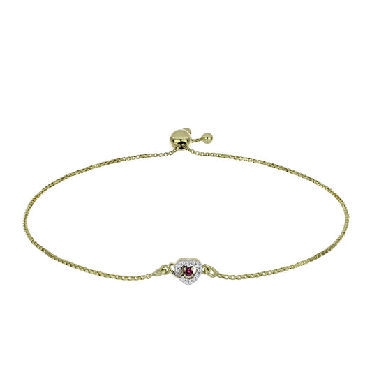 Pulsera de Plata Bañada en Oro con Diamante Púrpura y Diamante blanco
