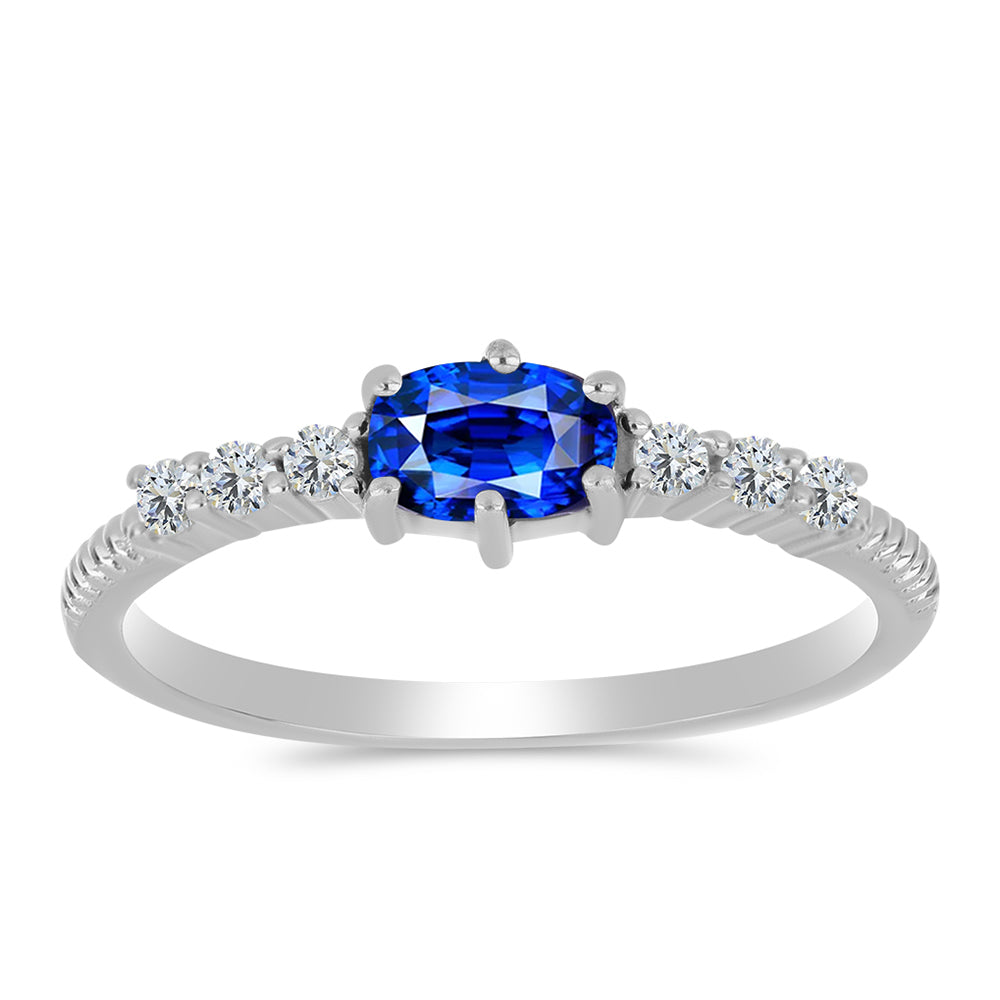 Anillo de Plata con Zafiro Azul Australiano y Topacio Blanco