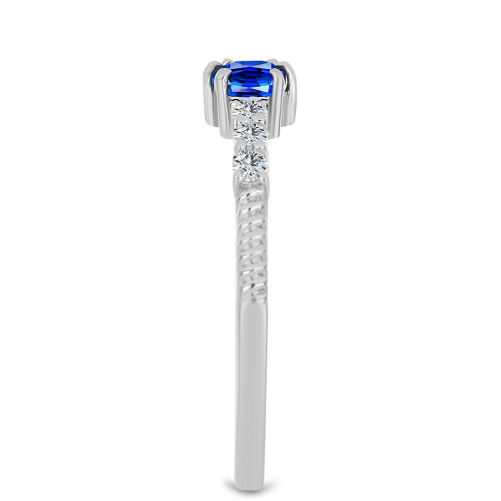 Anillo de Plata con Zafiro Azul Australiano y Topacio Blanco
