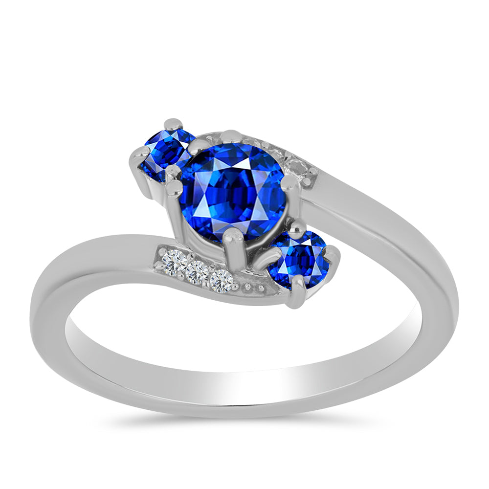Anillo de Plata con Zafiro Azul Australiano y Topacio Blanco
