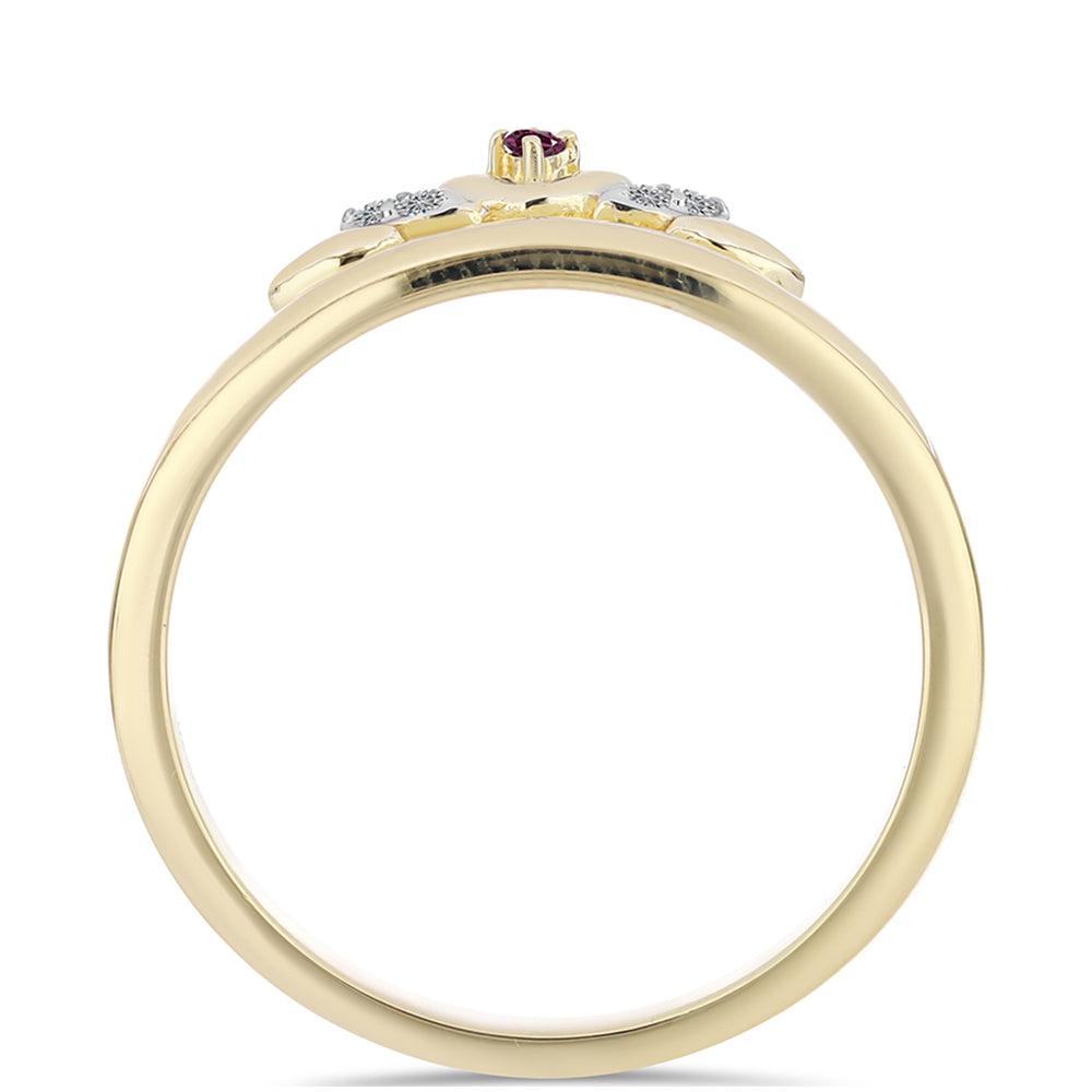 Anillo de Plata Bañada en Oro con Diamante Púrpura y Diamante blanco