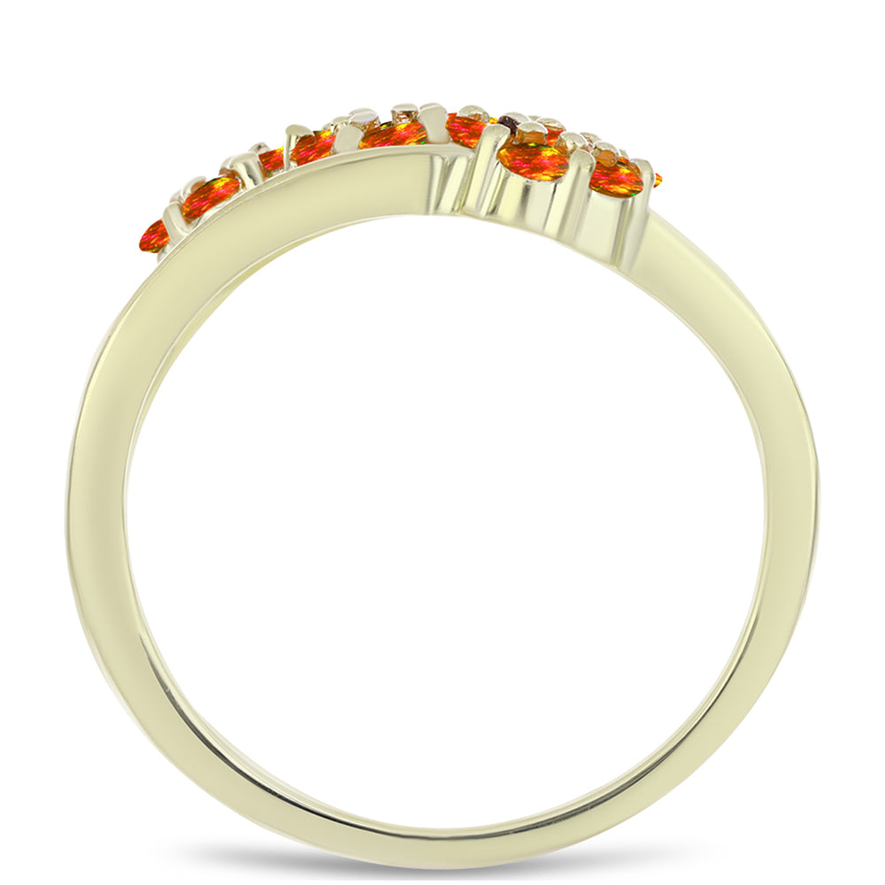 Anillo de Plata Bañada en Oro con Ópalo de fuego americano