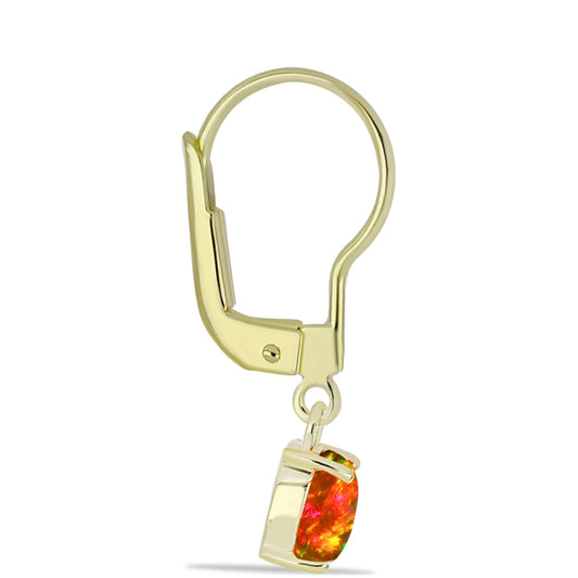 Pendientes de Plata Bañada en Oro con Ópalo de fuego americano