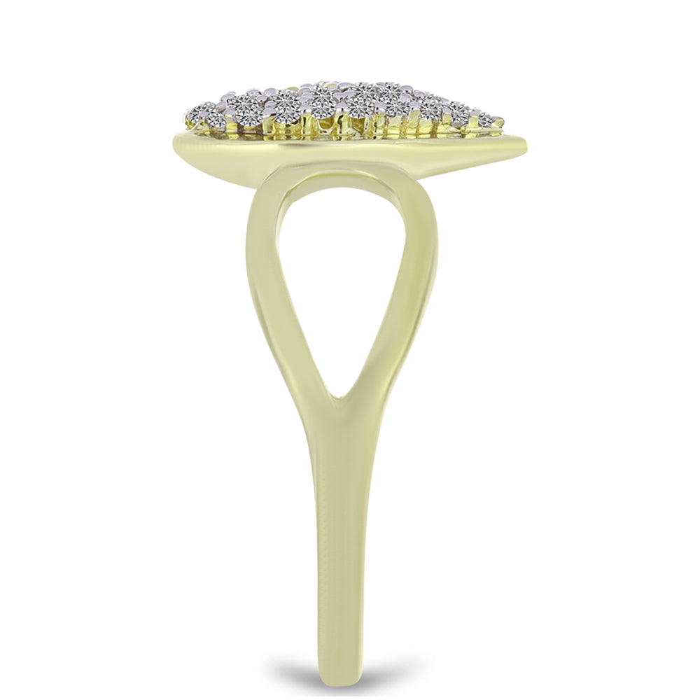 Conjunto de Plata Bañada en Oro con Diamante Champagne y Topacio Blanco ( Pendientes +Anillo +Colgante )