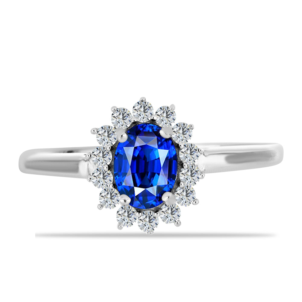 Conjunto de Plata con Zafiro Azul Australiano y Topacio Blanco ( Pendientes +Anillo +Colgante )