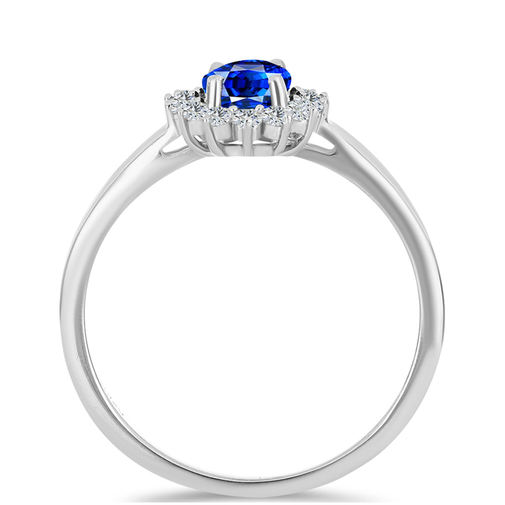Conjunto de Plata con Zafiro Azul Australiano y Topacio Blanco ( Pendientes +Anillo +Colgante )