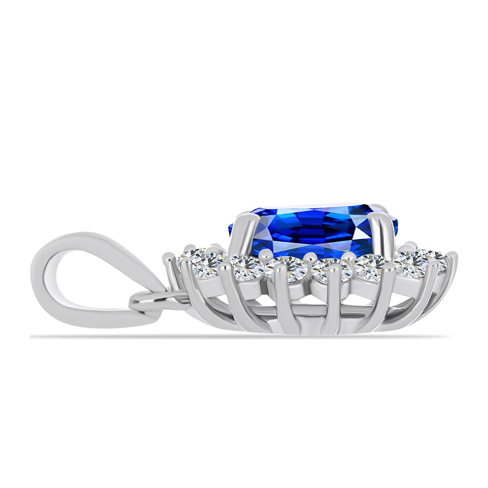 Conjunto de Plata con Zafiro Azul Australiano y Topacio Blanco ( Pendientes +Anillo +Colgante )