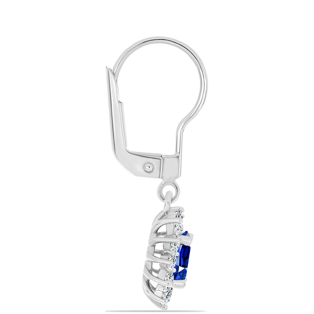 Conjunto de Plata con Zafiro Azul Australiano y Topacio Blanco ( Pendientes +Anillo +Colgante )