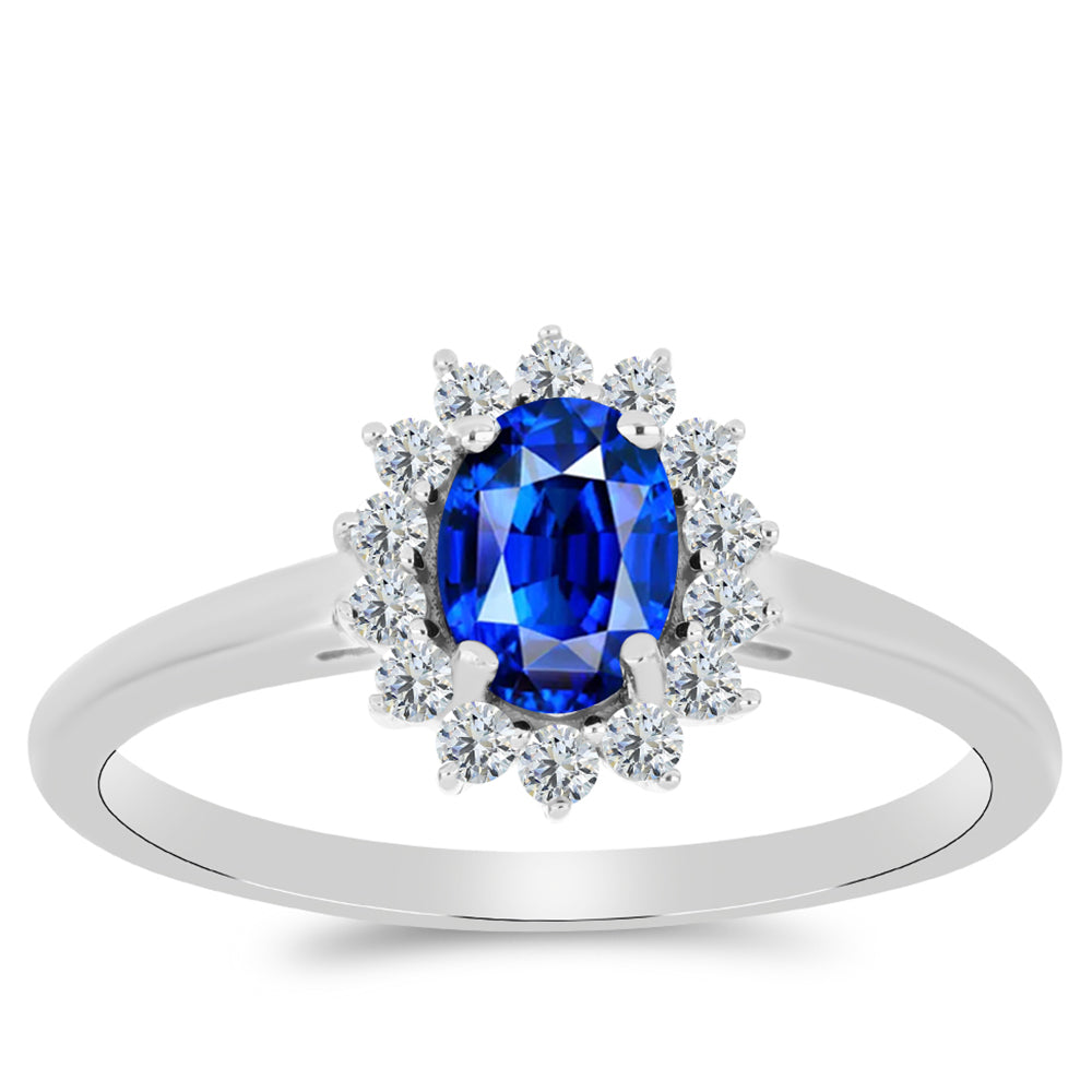Conjunto de Plata con Zafiro Azul Australiano y Topacio Blanco ( Pendientes +Anillo +Colgante )