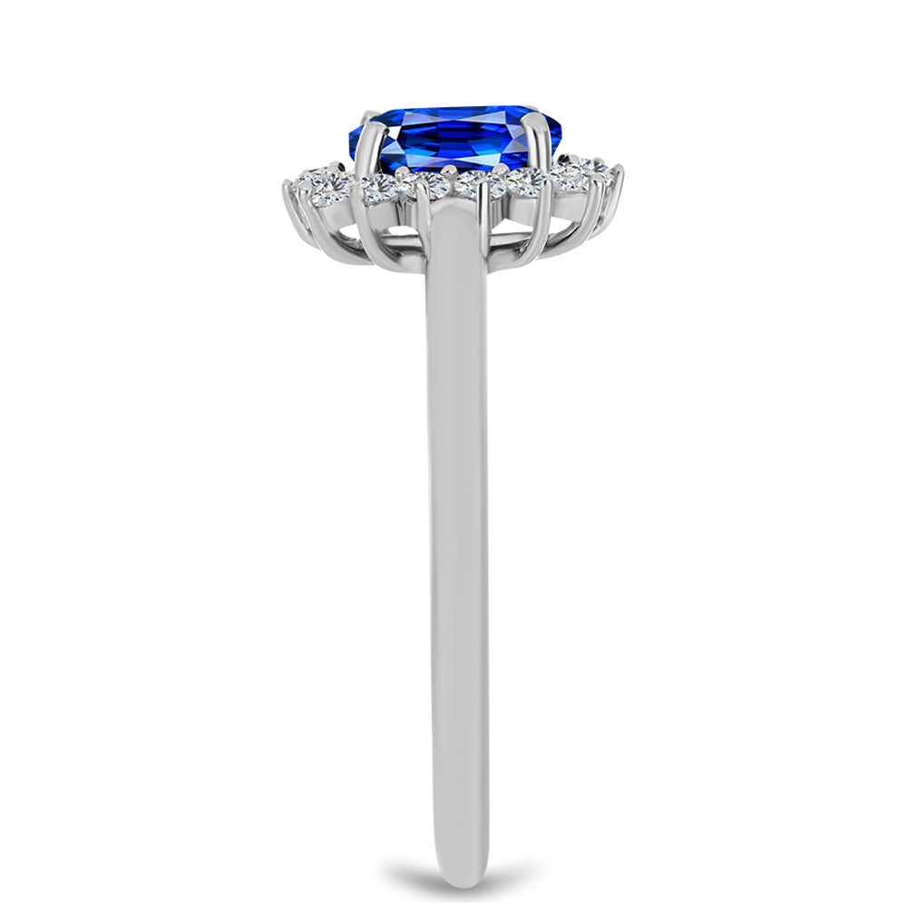 Conjunto de Plata con Zafiro Azul Australiano y Topacio Blanco ( Pendientes +Anillo +Colgante )