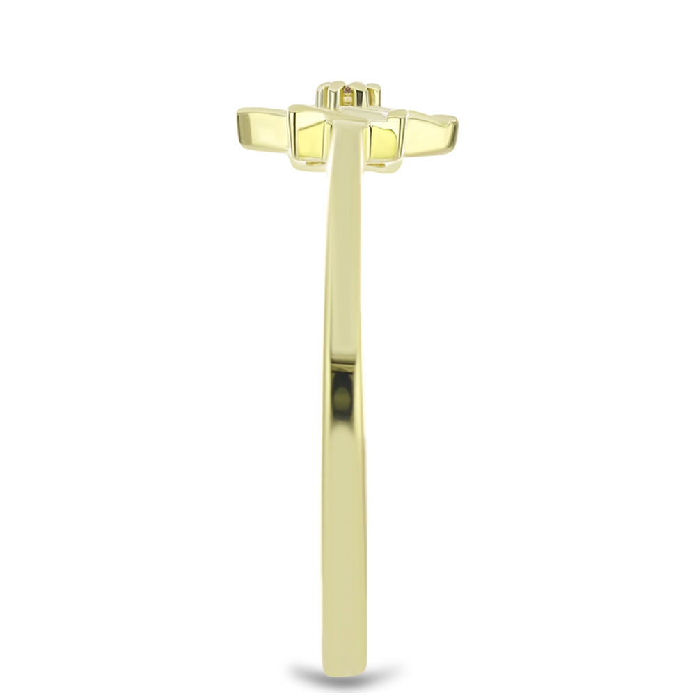 Anillo de Plata Bañada en Oro con Diamante Champagne