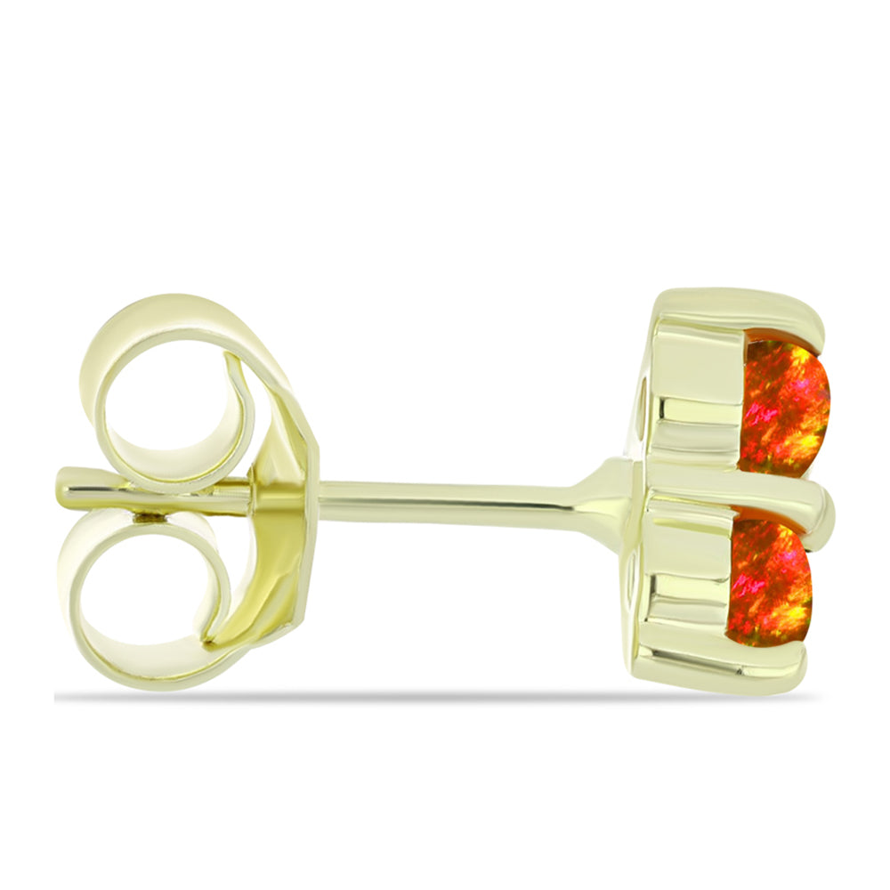 Pendientes de Plata Bañada en Oro con Ópalo de fuego americano