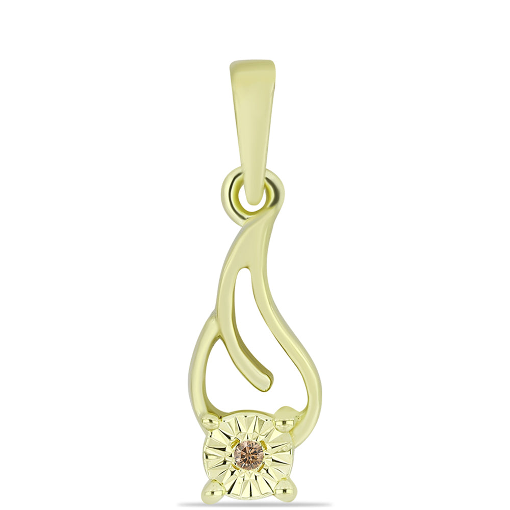 Colgante de Plata Bañada en Oro con Diamante Champagne