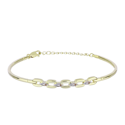 Pulsera de Plata Bañada en Oro con Diamante Champagne y Diamante blanco