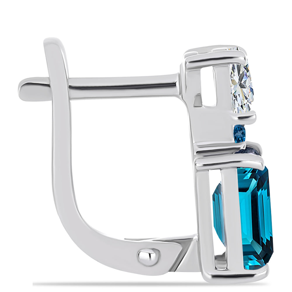 Pendientes de Plata con Topacio Azul Londres y Topacio Blanco