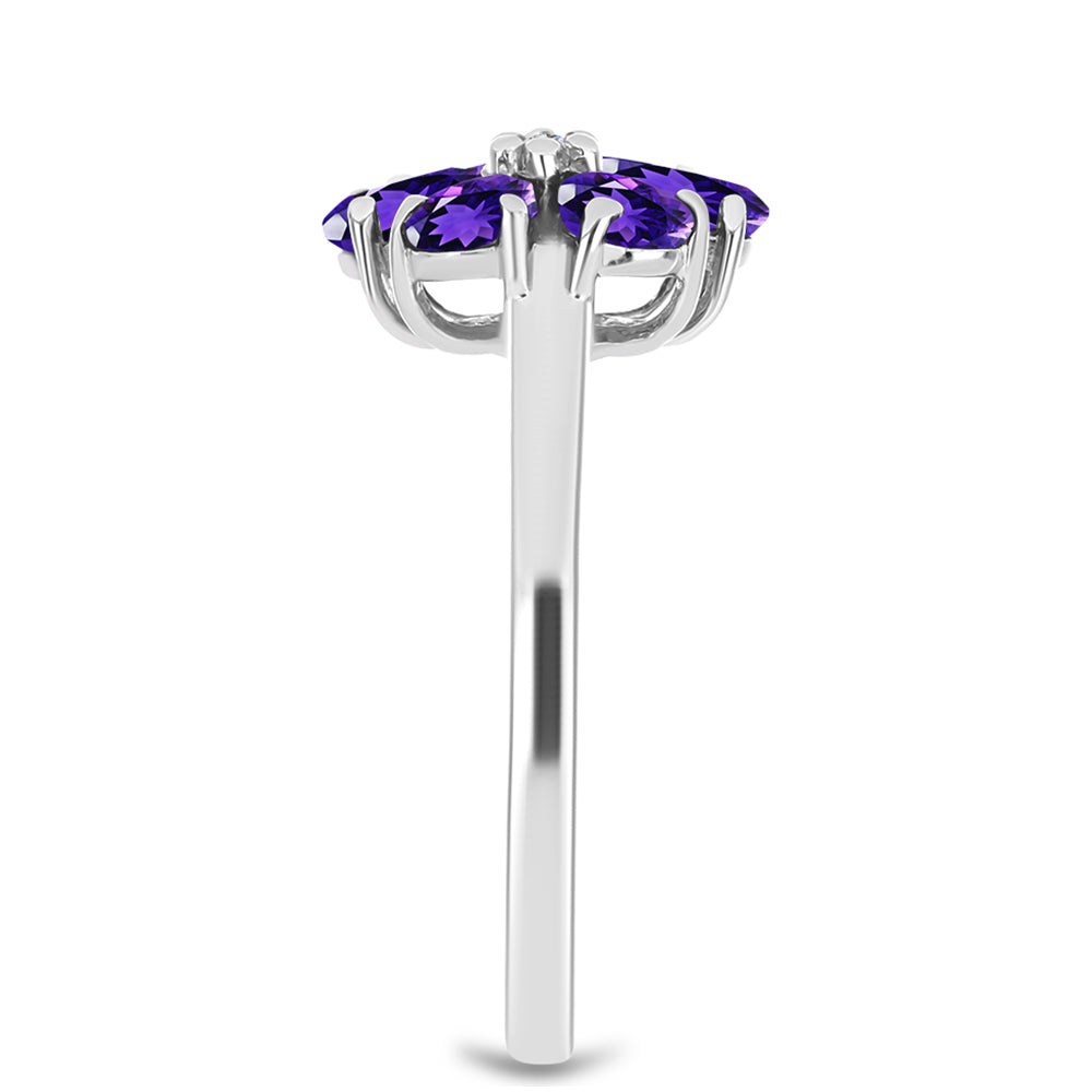 Anillo de Plata con Amatista de Marruecos y Topacio Blanco