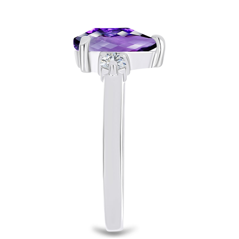 Anillo de Plata con Amatista de Marruecos y Topacio Blanco