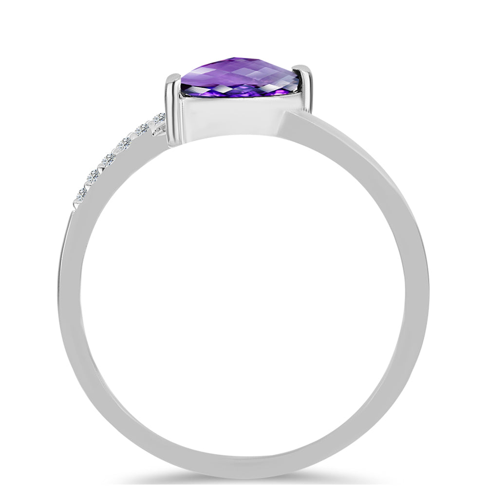 Anillo de Plata con Amatista de Marruecos y Topacio Blanco