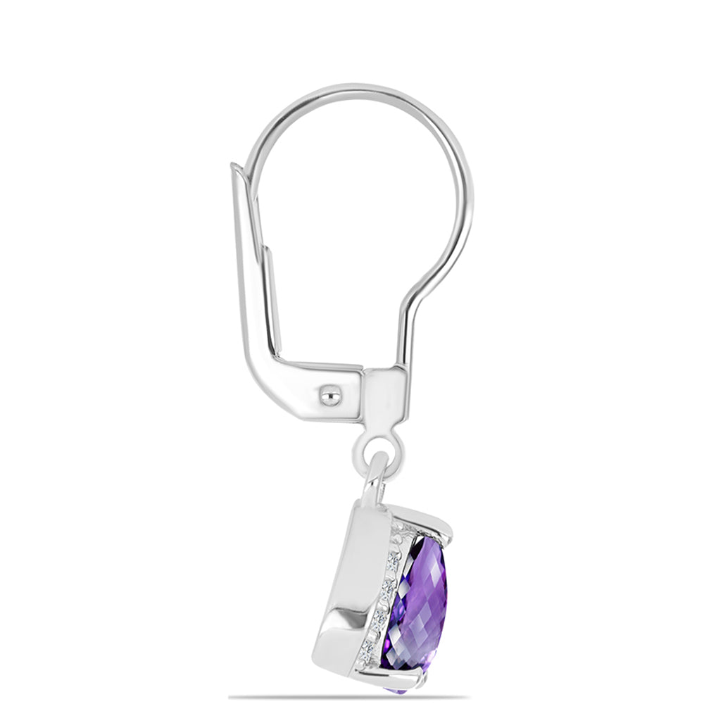 Pendientes de Plata con Amatista de Marruecos y Topacio Blanco