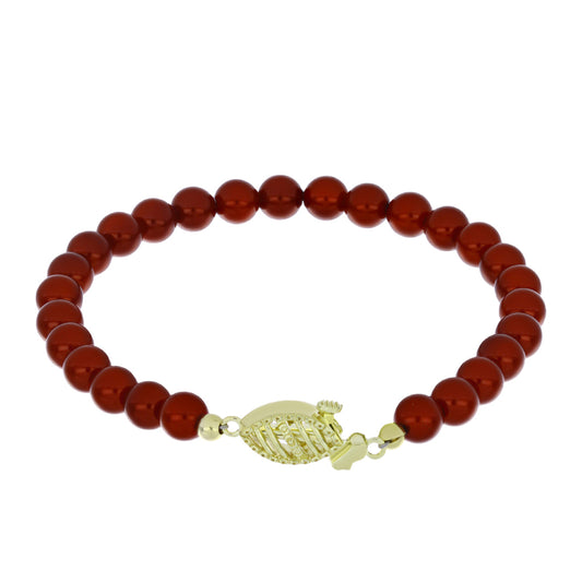 Pulsera de Plata Bañada en Oro con Perla roja de río