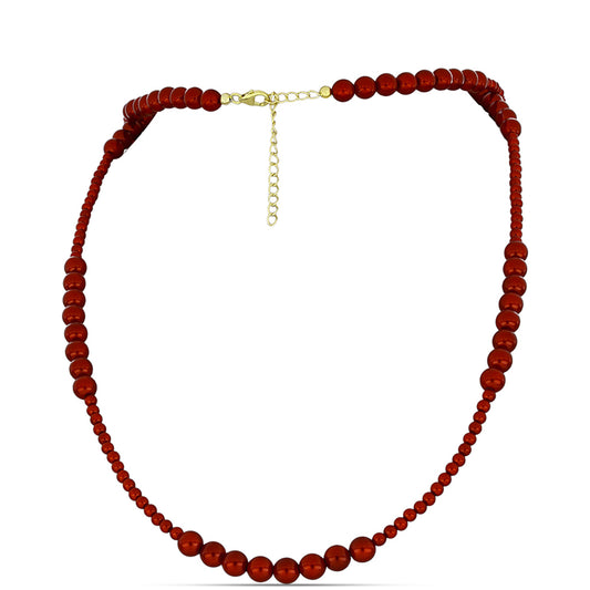 Collar de Plata Bañada en Oro con Perla roja de río