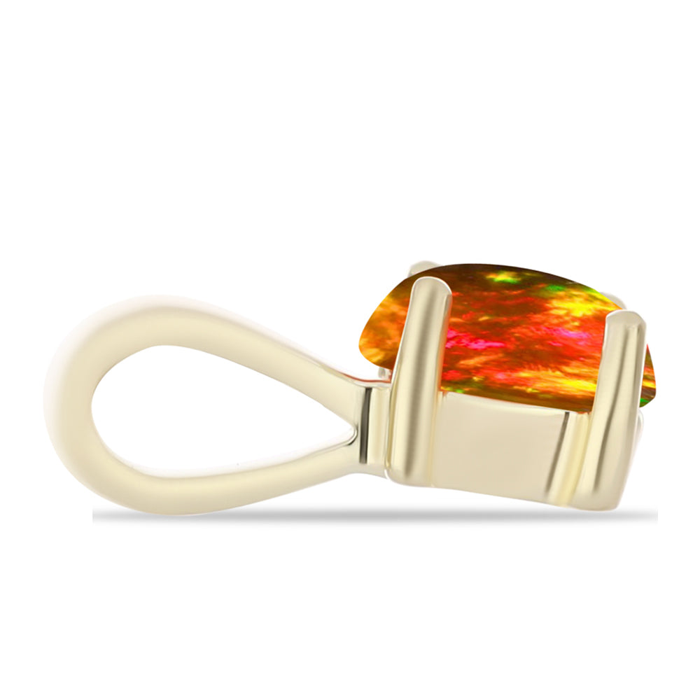 Colgante de Plata Bañada en Oro con Ópalo de fuego americano