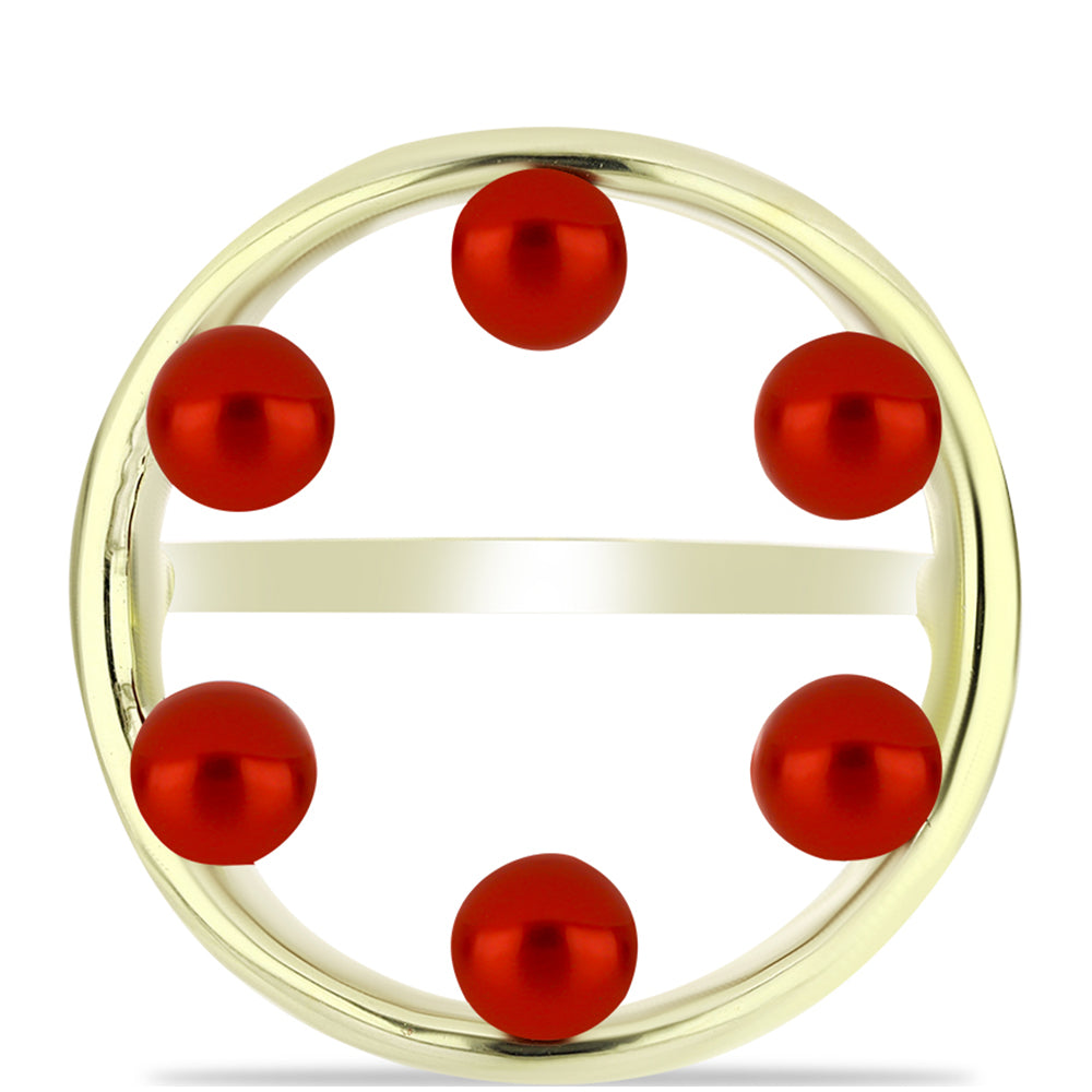 Anillo de Plata Bañada en Oro con Perla roja de río