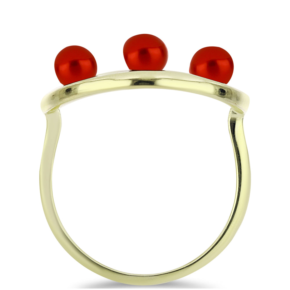 Anillo de Plata Bañada en Oro con Perla roja de río