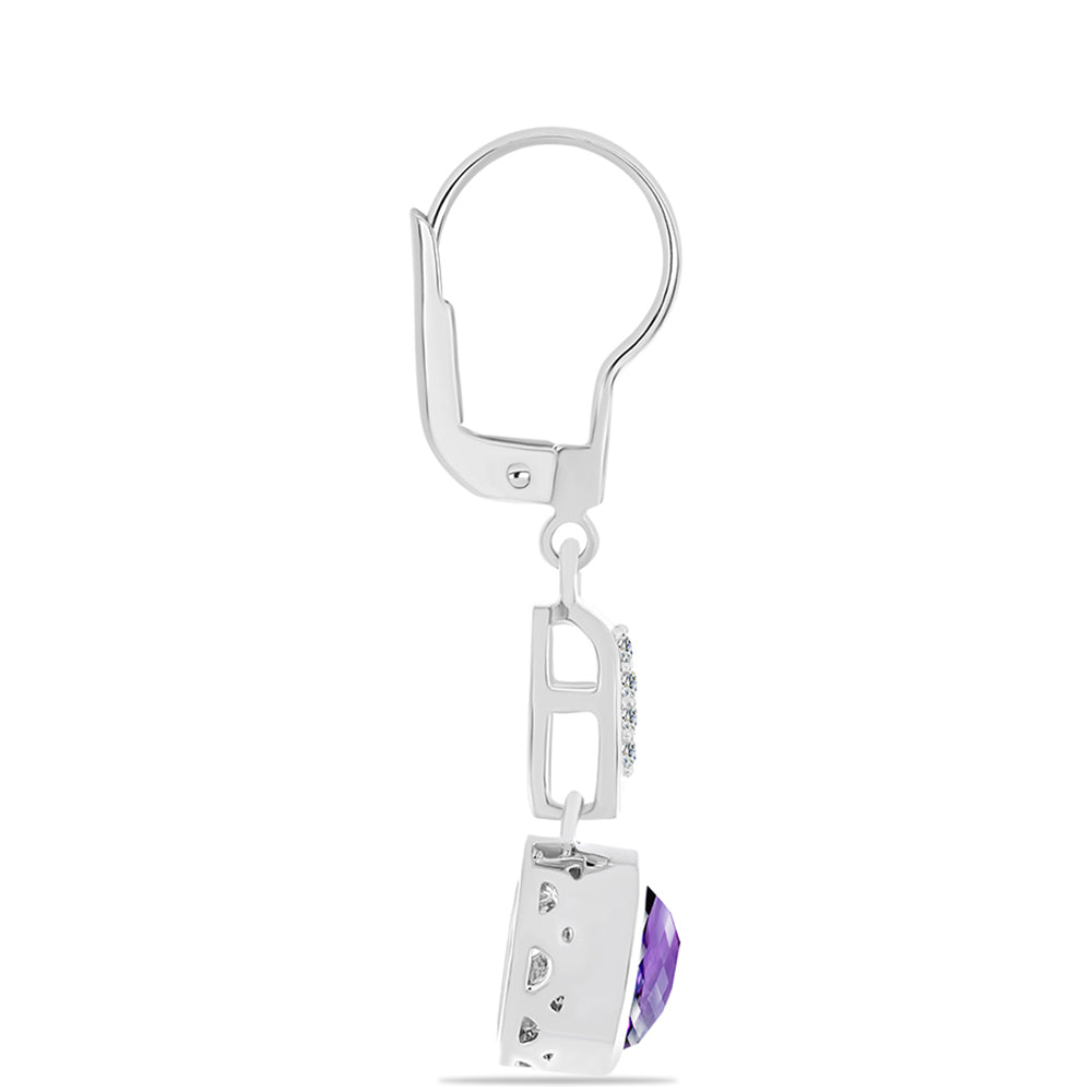 Pendientes de Plata con Amatista de Marruecos y Topacio Blanco