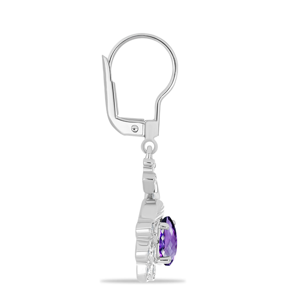 Pendientes de Plata con Amatista de Marruecos y Topacio Blanco