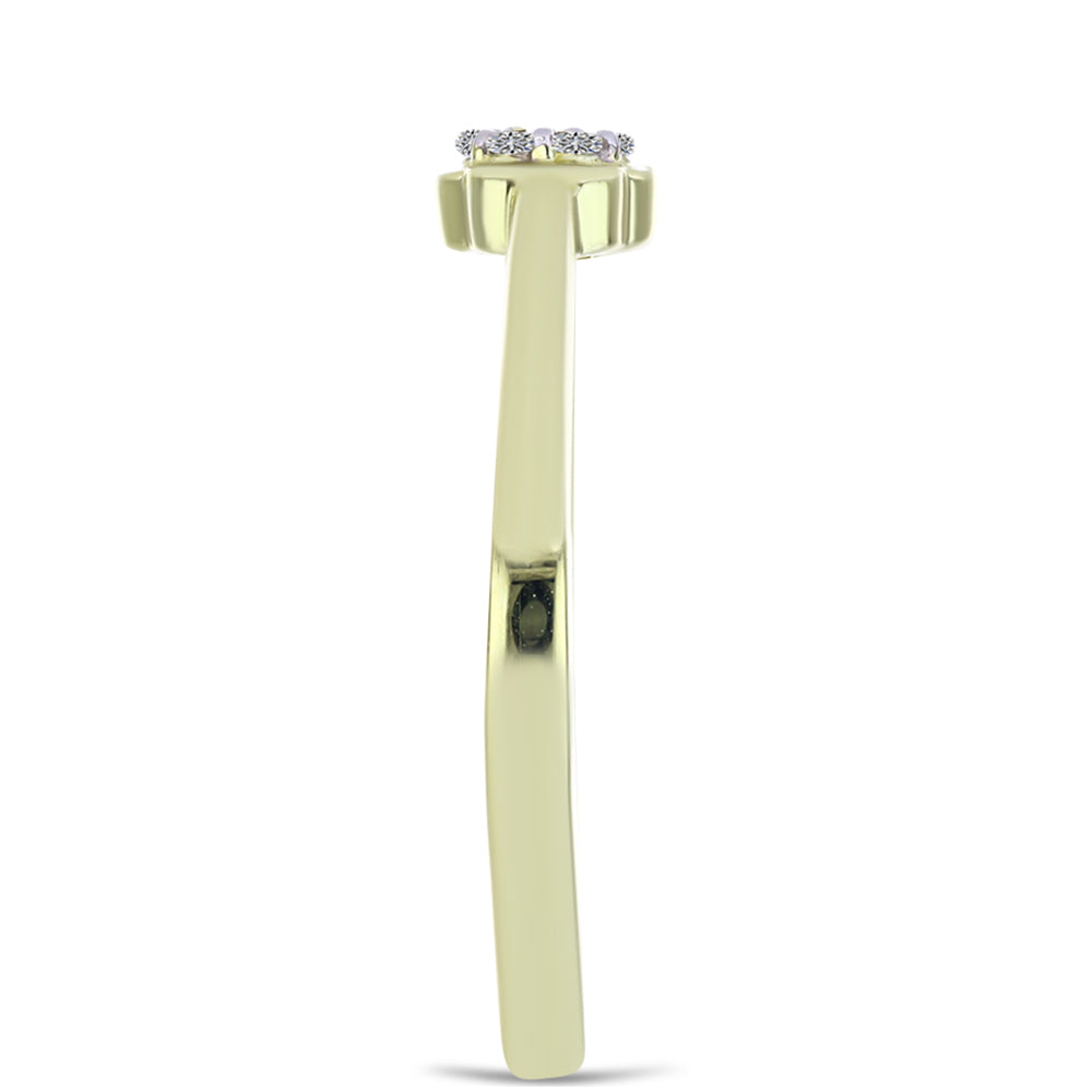 Anillo de Plata Bañada en Oro con Diamante Champagne y Diamante blanco