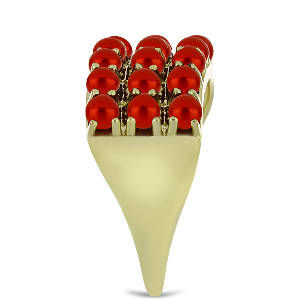 Anillo de Plata Bañada en Oro con Perla roja de río