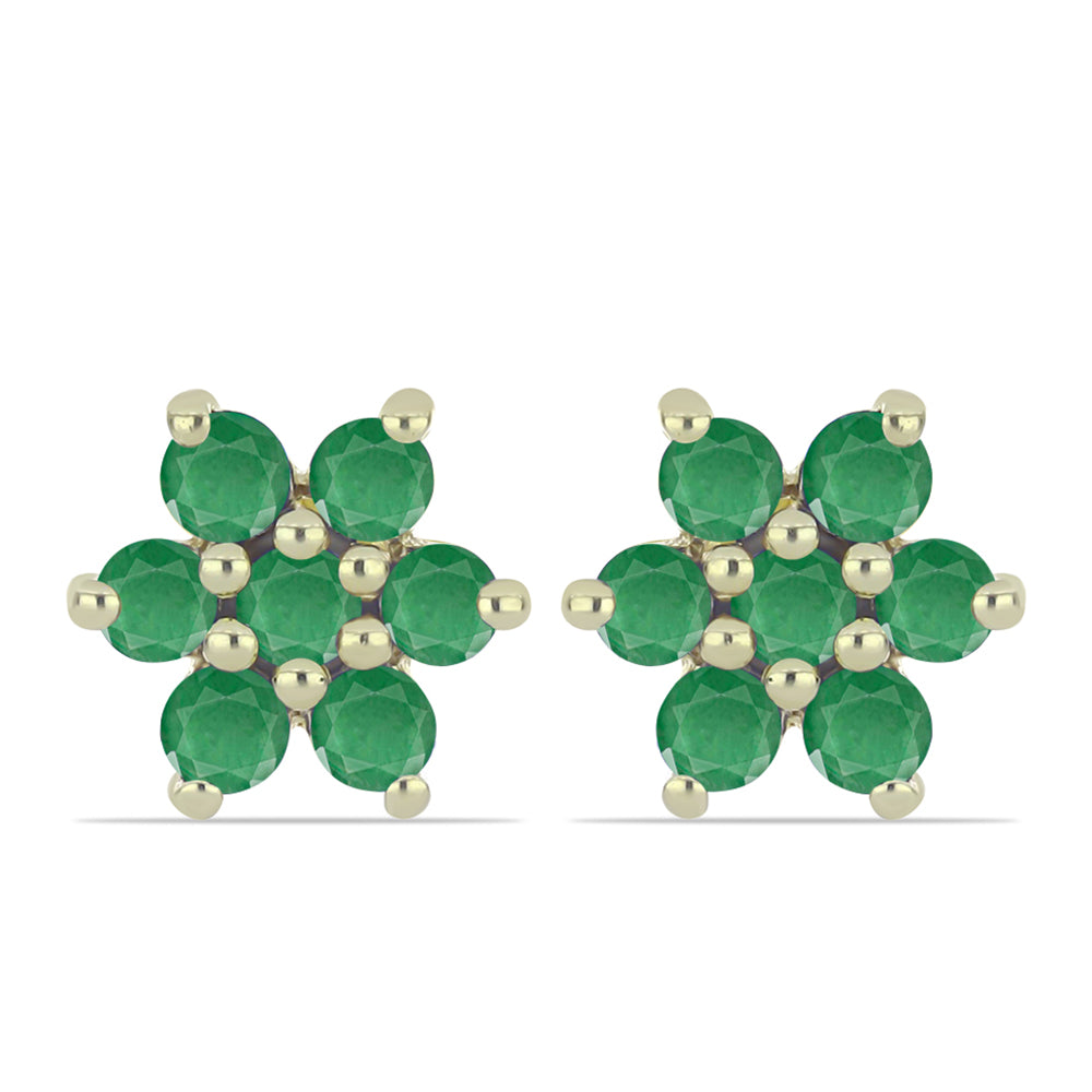 Conjunto de Plata Bañada en Oro con Rubí de Madagascar y Esmeralda de Brasil ( Pendientes )
