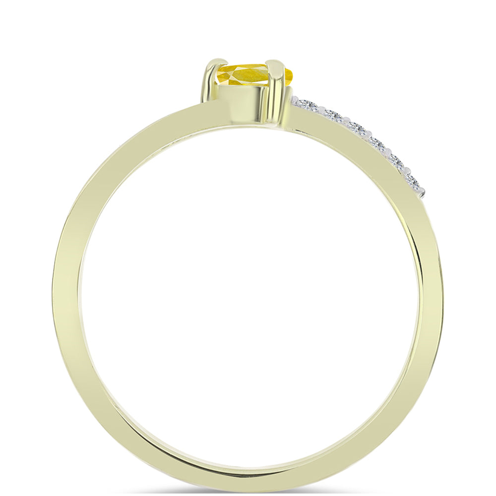 Anillo de Plata Bañada en Oro con Zafiro Amarillo Rosebery y Topacio Blanco