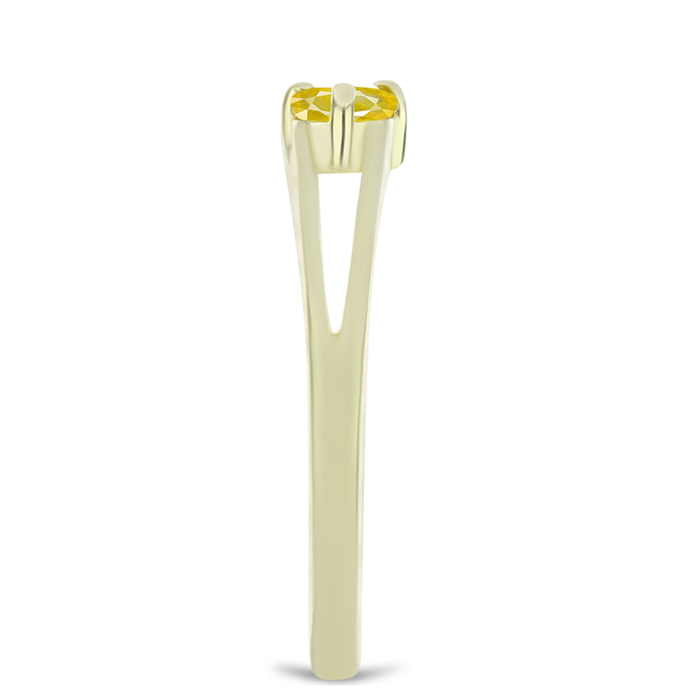 Anillo de Plata Bañada en Oro con Zafiro Amarillo Rosebery y Topacio Blanco