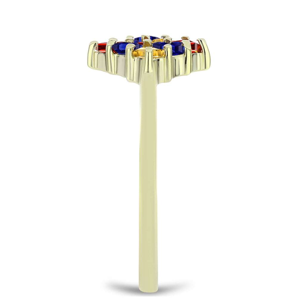 Anillo de Plata Bañada en Oro con Zafiro Arco Iris Rosebery