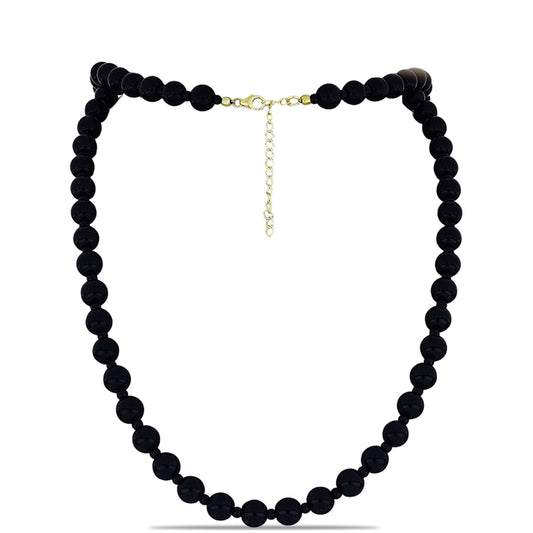 Collar de Plata Bañada en Oro con Ónix negro de Suwar