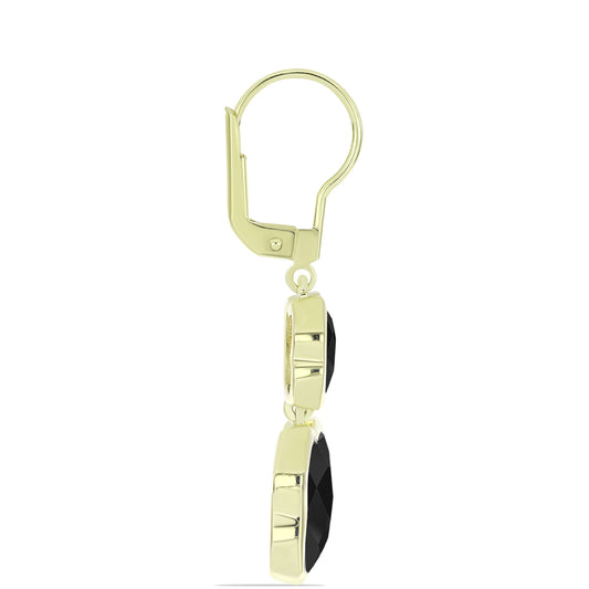 Pendientes de Plata Bañada en Oro con Ónix negro de Suwar