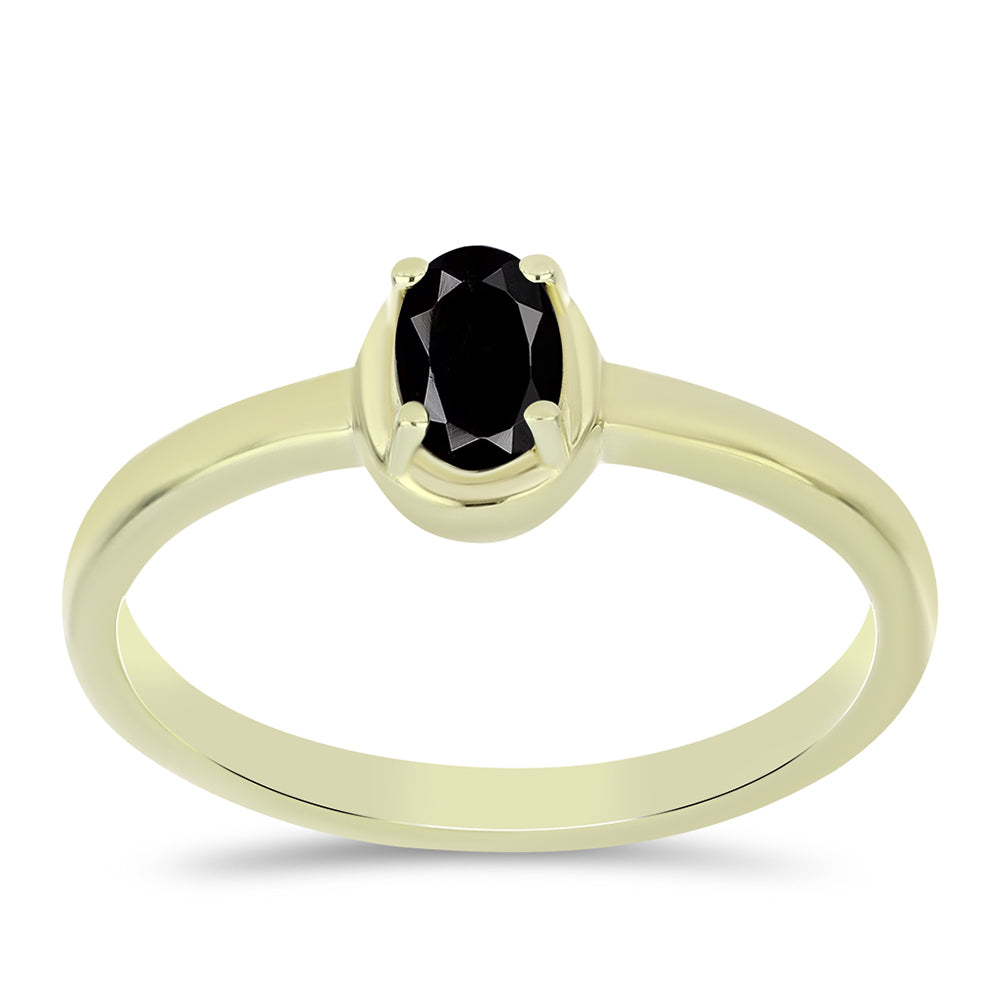 Anillo de Plata Bañada en Oro con Ónix negro de Suwar