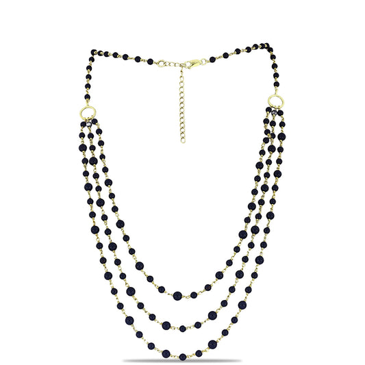 Collar de Plata Bañada en Oro con Ónix negro de Suwar