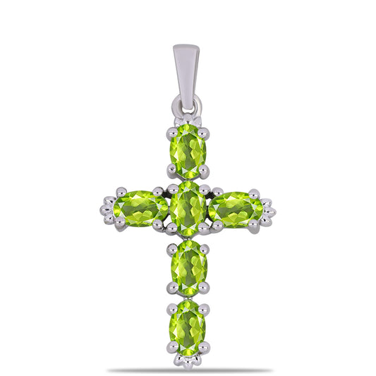 Cruz Colgante de Plata con Peridoto de Changbai