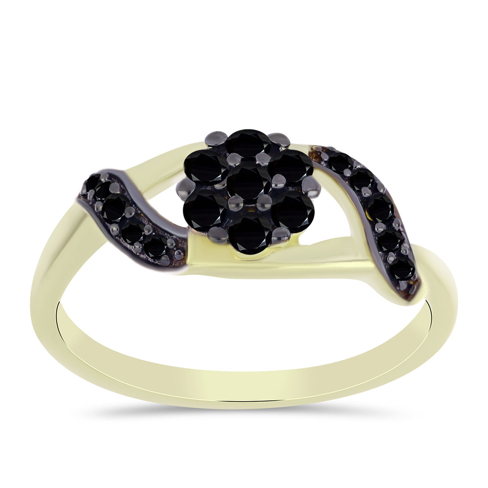 Anillo de Plata Bañada en Oro con Ónix negro de Suwar