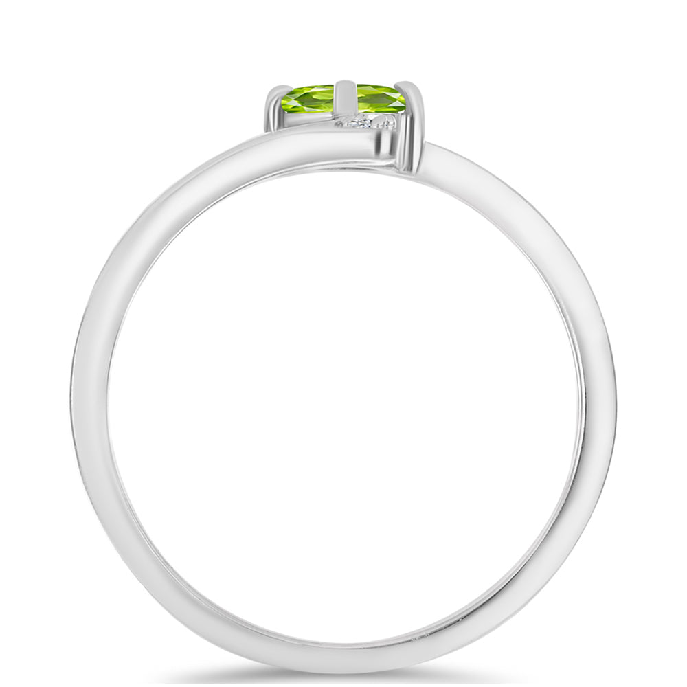 Anillo de Plata con Peridoto de Changbai y Topacio Blanco