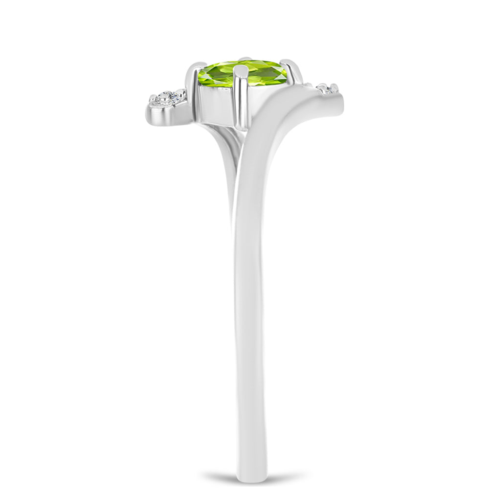 Anillo de Plata con Peridoto de Changbai y Topacio Blanco
